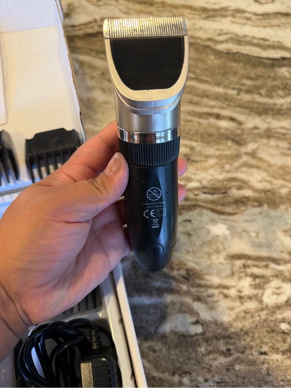 Oneisall Pet grooming clippers- in box low noise and rechargeable.